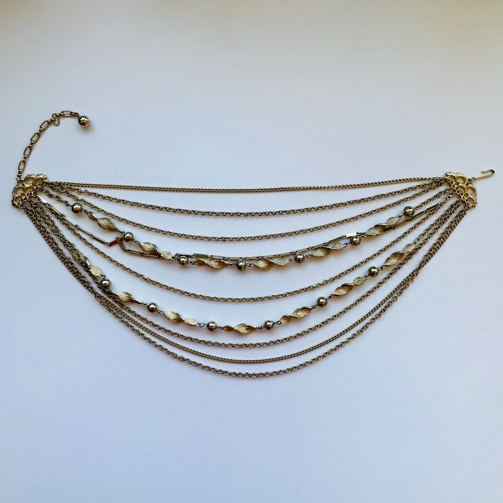 Vintage Kramer Gold 10-Strand Chain Necklace
